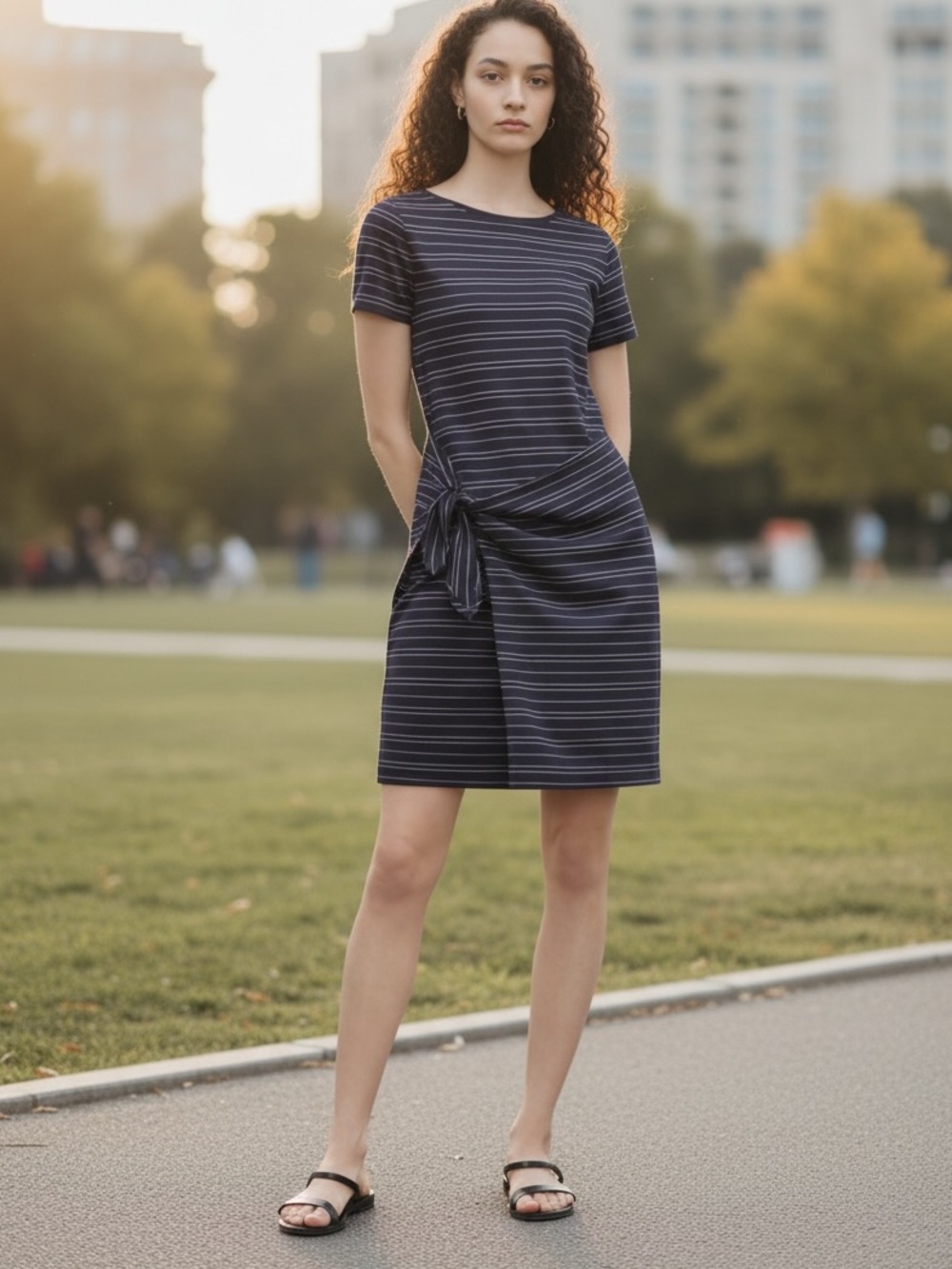 Club Monaco Twansia Striped Side Twist Dress